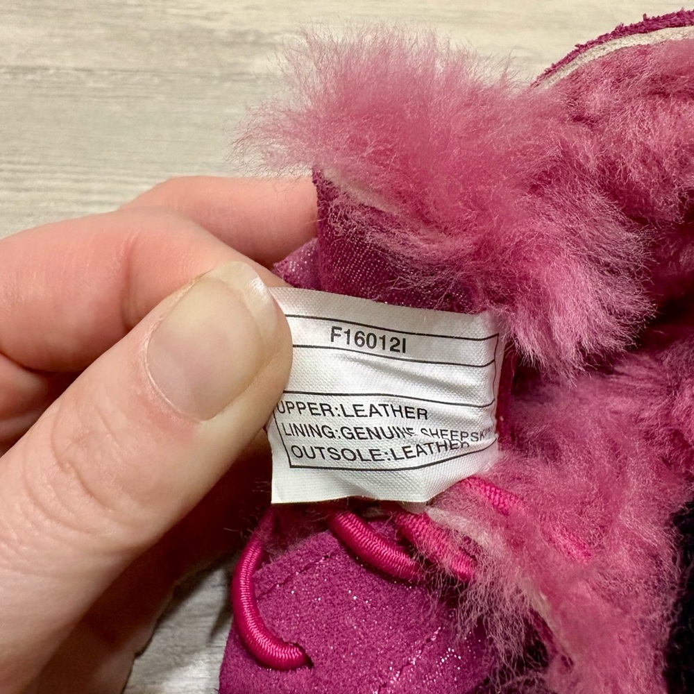 UGG Australia Baby Boo Glitter Elastic Lace Back SlipOn Fuzzy Toddler Boots Pink - Picture 6 of 10